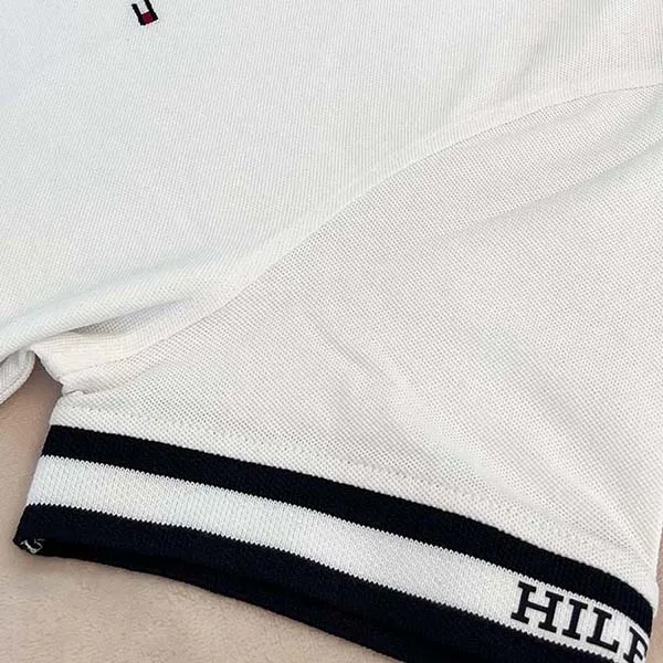 Áo Polo Nam Tommy Hilfiger Monotype Cuff Slim Fit Polo MW34737 100 Màu Trắng Size L - Thời trang - Vua Hàng Hiệu