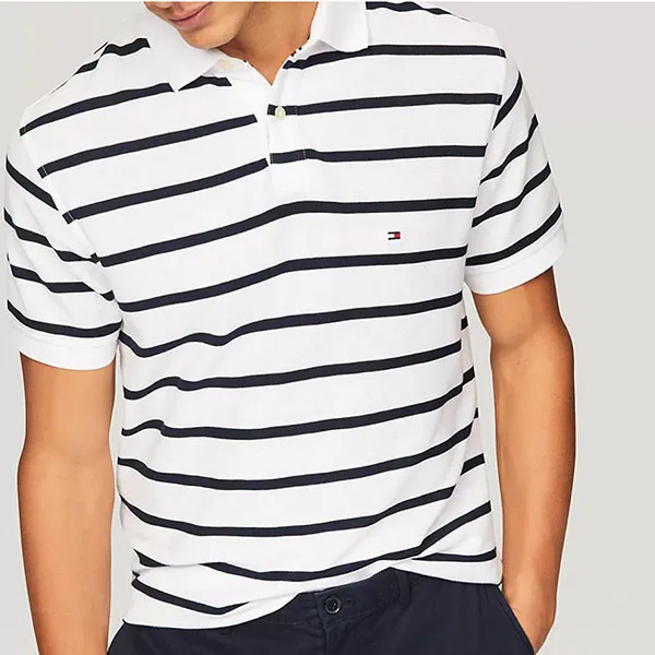 Áo Polo Nam Tommy Hilfiger Regular Fit Sọc Wicking 78J9397 100 YBR Màu Đen Trắng Size M - Thời trang - Vua Hàng Hiệu