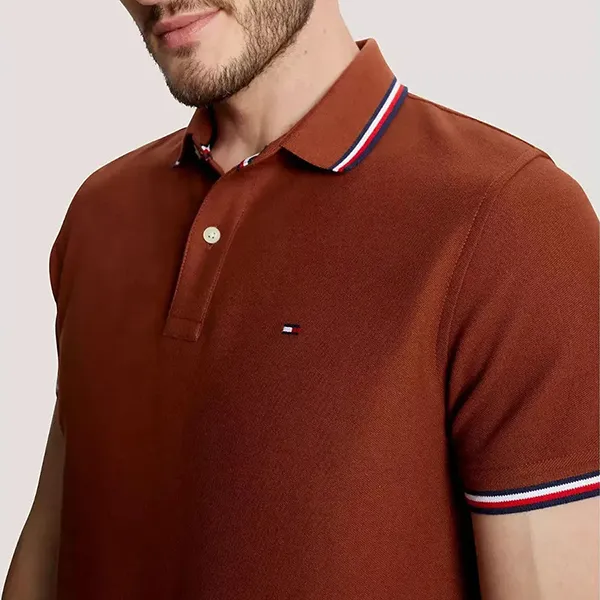Áo Polo Nam Tommy Hilfiger Regular Fit Wicking Performance Pique Solid 78J2653 201 Màu Nâu Size XS
