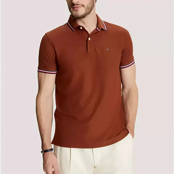 Áo Polo Nam Tommy Hilfiger Regular Fit Wicking Performance Pique Solid 78J2653 201 Màu Nâu Size XS