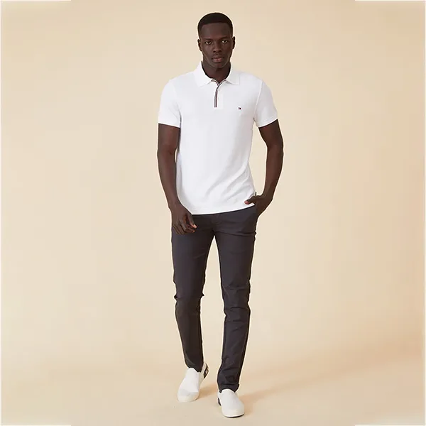 Áo Polo Nam Tommy Hilfiger Slim White Short Sleeve Shirt 78JA886 100 Màu Trắng Size L