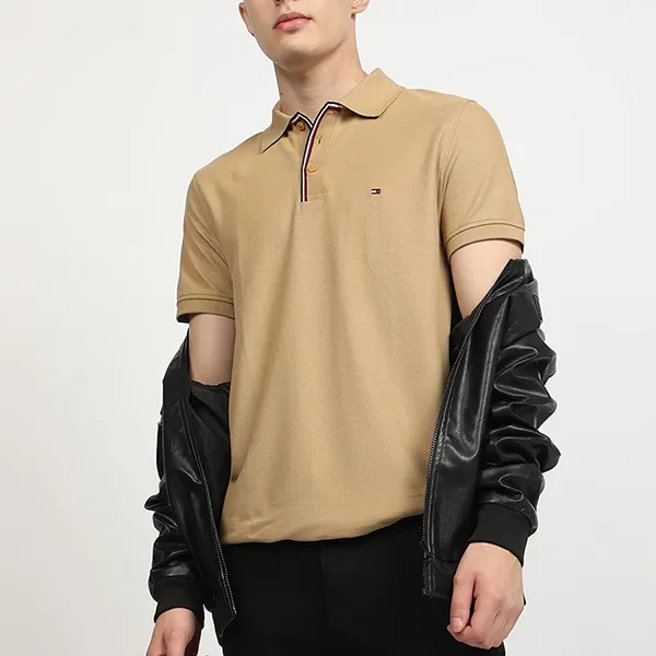 Áo Polo Nam Tommy Hilfiger Stripe Placket Slim Fit 78JA886 260 Màu Be Size L