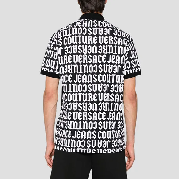 Áo Polo Nam Versace Jeans Couture In Black Short Sleeve 77GAG6R1 JS389 Màu Đen Hoạ Tiết Size M