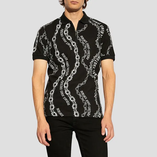 Áo Polo Nam Versace Jeans Couture Patterned 77GAG626 JS391 899 Màu Đen Trắng Size XS - Thời trang - Vua Hàng Hiệu