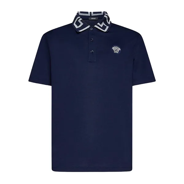 Áo Polo Nam Versace Medusa Greek In Blue With Greca Collar A87402/1A015521UI20 Màu Xanh Navy Size S