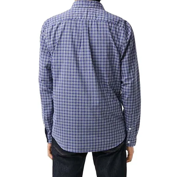 Áo Sơ Mi Dài Tay Nam Lacoste Regular Fit Check Print Shirt CH0193 00 A10 Màu Xanh Kẻ Size 40