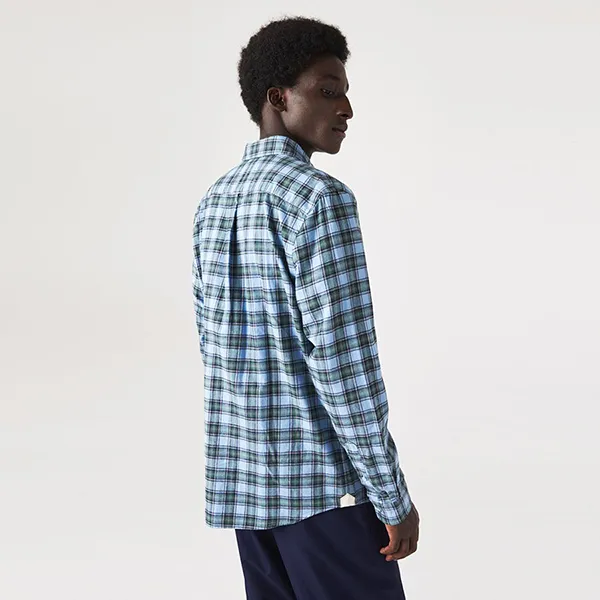 Áo Sơ Mi Dài Tay Nam Lacoste Regular Fit Check Print Shirt CH0208 T84 Màu Xanh Kẻ Size 41
