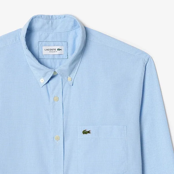 Áo Sơ Mi Dài Tay Nam Lacoste Regular Fit Gingham Poplin Shirt CH5621 F6Z Màu Xanh Nhạt Size 38 - Thời trang - Vua Hàng Hiệu