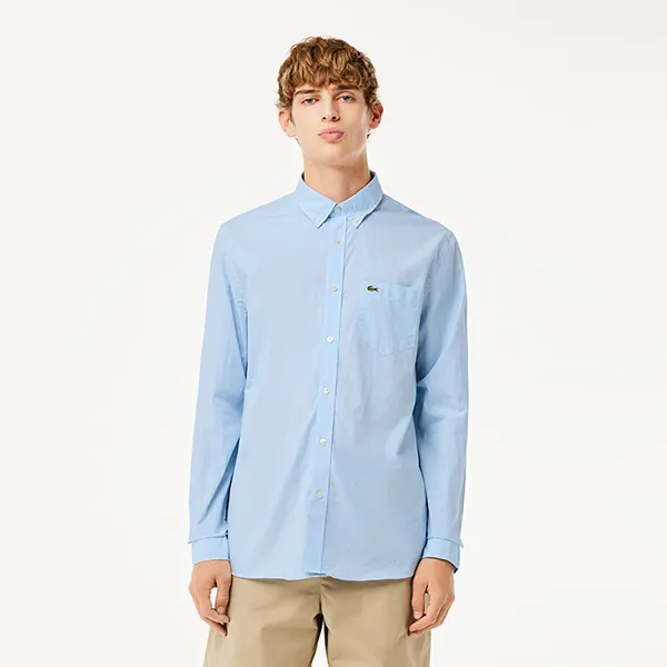 Áo Sơ Mi Dài Tay Nam Lacoste Regular Fit Gingham Poplin Shirt CH5621 F6Z Màu Xanh Nhạt Size 38 - Thời trang - Vua Hàng Hiệu