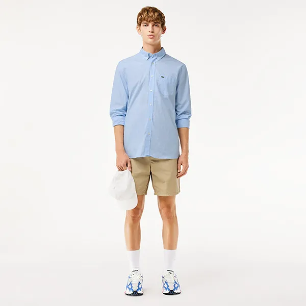 Áo Sơ Mi Dài Tay Nam Lacoste Regular Fit Gingham Poplin Shirt CH5621 F6Z Màu Xanh Nhạt Size 38 - Thời trang - Vua Hàng Hiệu