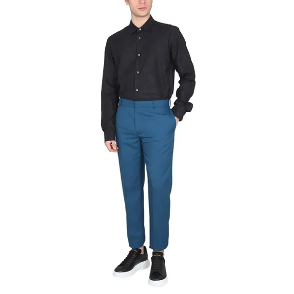 Áo Sơ Mi Nam Alexander McQueen Black With Logo Printed Shirt 727083QUN76 1010 Màu Đen