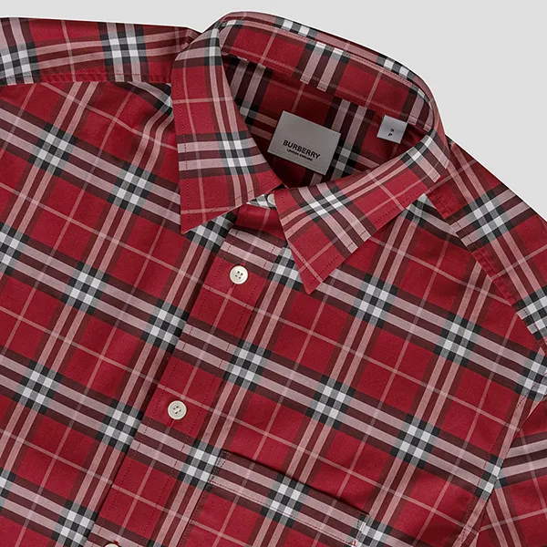 Áo Sơ Mi Nam Burberry Check Long Sleeve Shirt 8011398 Màu Đỏ Size XS - Thời trang - Vua Hàng Hiệu