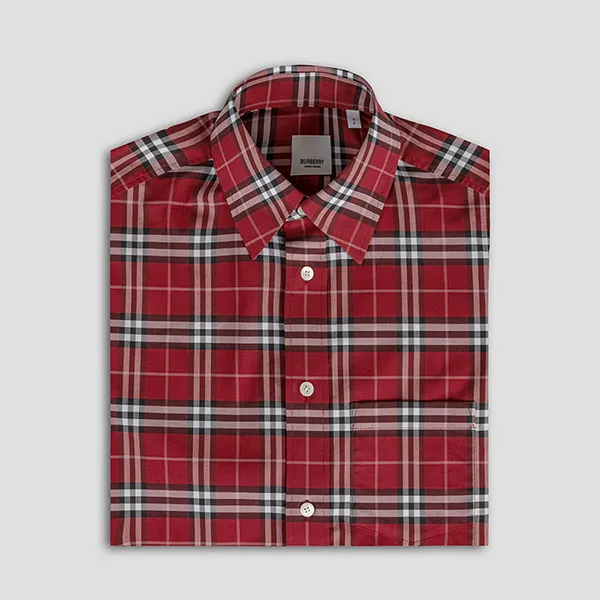Áo Sơ Mi Nam Burberry Check Long Sleeve Shirt 8011398 Màu Đỏ Size XS - Thời trang - Vua Hàng Hiệu