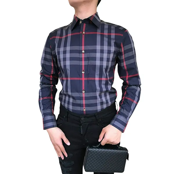 Áo Sơ Mi Nam Burberry Claverdon Check Shirt In Navy With Grey Long Sleeved 8084288 Màu Xanh Navy Size S - Thời trang - Vua Hàng Hiệu