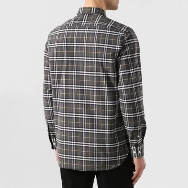 Áo Sơ Mi Nam Burberry Cotton Grey With Check Printed Shirt 8004833 Màu Xám Kẻ Size XS