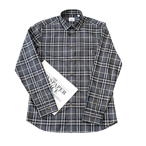 Áo Sơ Mi Nam Burberry Grey With Vintage Check Printed 80842971 Màu Xám Size L