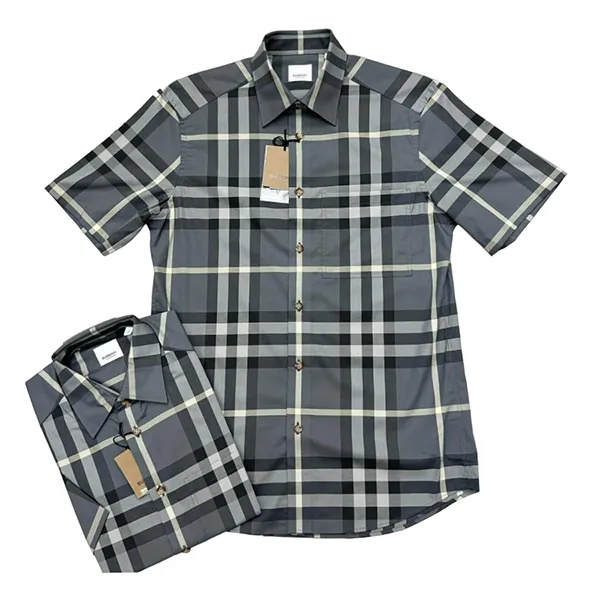 Áo Sơ Mi Nam Burberry Grey With Vintage Check Printed Shirt 8084293 Màu Xám Size XS