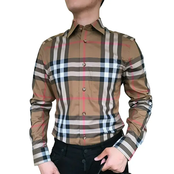 Áo Sơ Mi Nam Burberry Taupe Brown Check Shirt Màu Nâu Kẻ Size M - Thời trang - Vua Hàng Hiệu