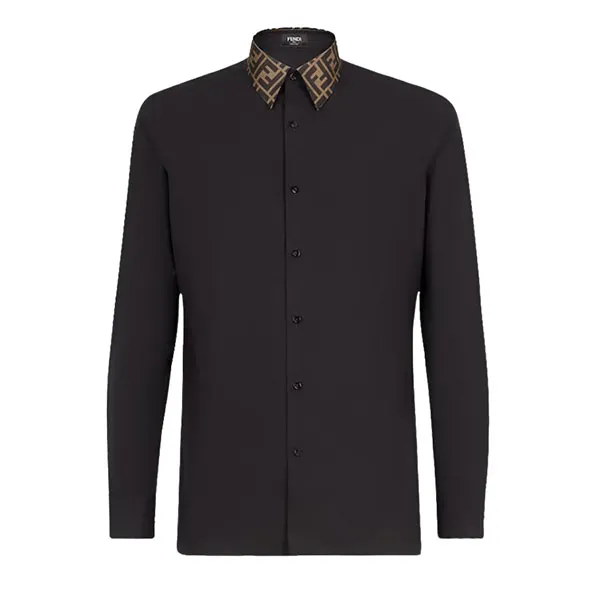 Áo Sơ Mi Nam Fendi Collar Zucca Pattern Long Sleeve In Black FS0751 A4S6 F0QA1 Màu Đen Size 39 - Thời trang - Vua Hàng Hiệu