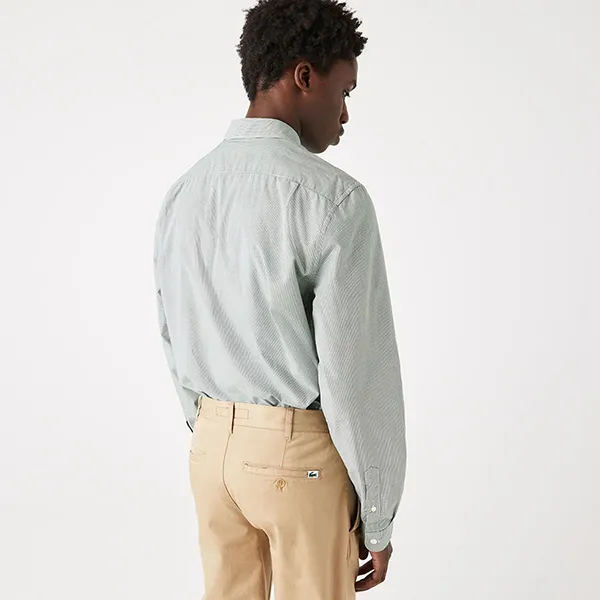 Áo Sơ Mi Nam Lacoste Regular Fit Cotton Poplin Shirt CH2564 737 Kẻ Xanh Kẻ Size 38