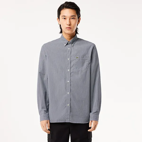 Áo Sơ Mi Nam Lacoste Regular Fit Gingham Poplin Shirt CH5621 522 Màu Xanh Size 40