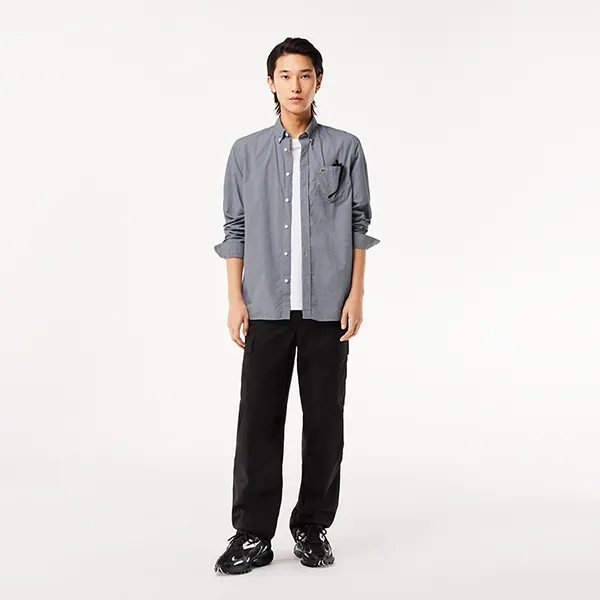 Áo Sơ Mi Nam Lacoste Regular Fit Gingham Poplin Shirt CH5621 522 Màu Xanh Size 40