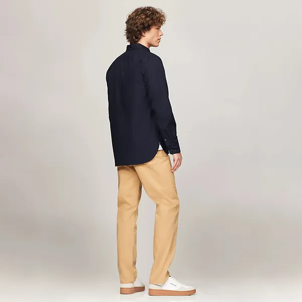 Áo Sơ Mi Nam Tommy Hilfiger Camisa Manga Larga Unicolor Oxford Shirt 78J8433 413 Màu Xanh Đen Size S