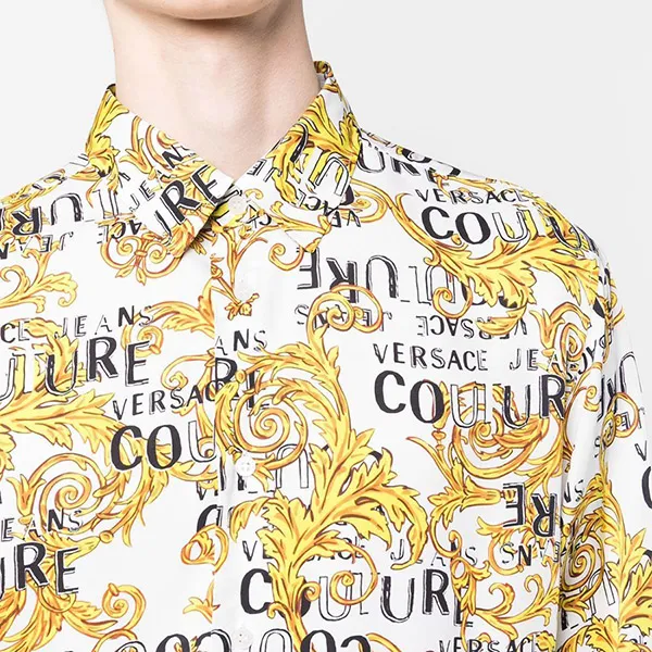 Áo Sơ Mi Nam Versace Jean Couture White With Baroque Pattern Printed 774GAL2R0 NS219 G03 Màu Vàng Size 48