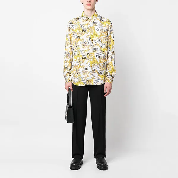Áo Sơ Mi Nam Versace Jean Couture White With Baroque Pattern Printed 774GAL2R0 NS219 G03 Màu Vàng Size 48