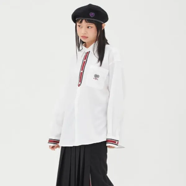 Áo Sơ Mi Romantic Crown TGT X RMTCRW Stripe Tie Shirt Màu Trắng Size S