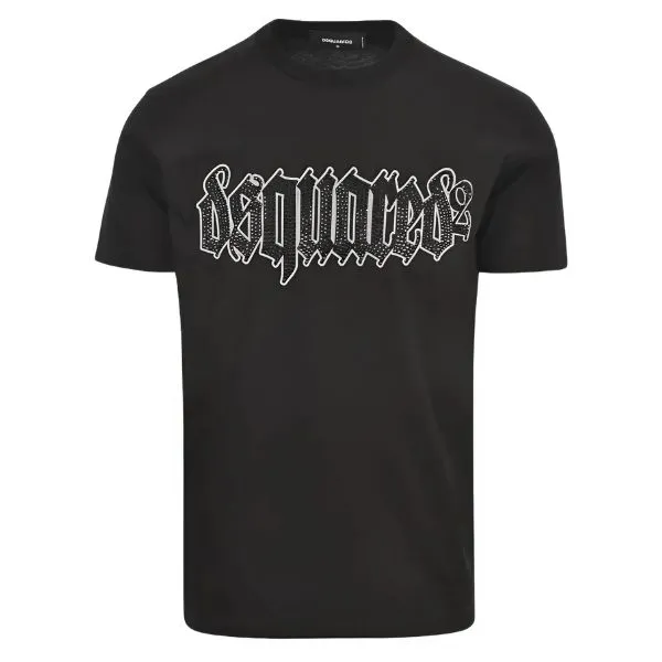 Áo Thun Nam Dsquared2 Black With Logo Embroidered T-Shirt S74GD1222 S23009 900 Màu Đen Size L - Thời trang - Vua Hàng Hiệu