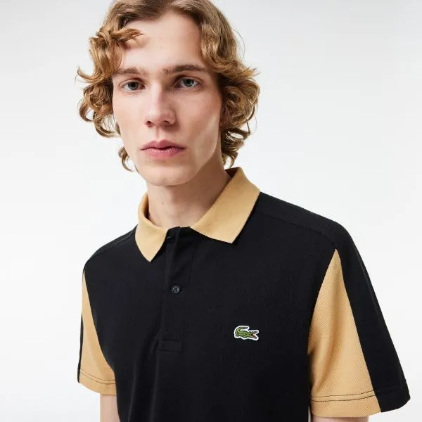 Áo Polo Nam Lacoste Cotton Piqué Colourblock Polo Shirt PH1302 IKH Màu Đen Be Size 5