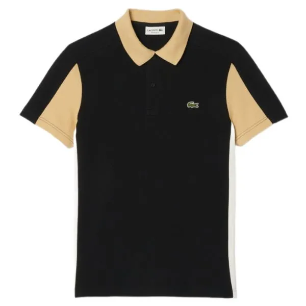 Áo Polo Nam Lacoste Cotton Piqué Colourblock Polo Shirt PH1302 IKH Màu Đen Be Size 5
