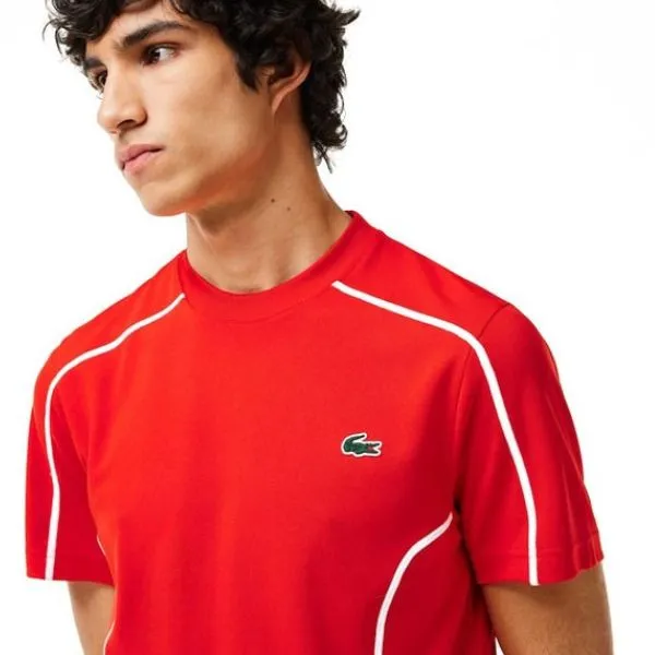 Áo Thun Nam Lacoste Piqué Ultra Dry Rouge Tennis T-shirt Tennis TH7545 F8M Màu Đỏ Size 4