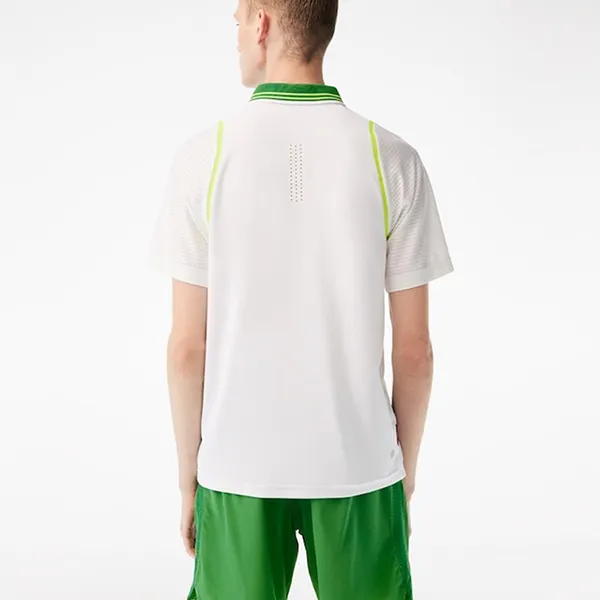 Áo Thun Nam Lacoste Sport Roland Garros Edition Team Leader DH6064 YCI Tshirt Màu Trắng Xanh Size 5