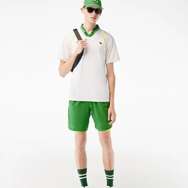 Áo Thun Nam Lacoste Sport Roland Garros Edition Team Leader DH6064 YCI Tshirt Màu Trắng Xanh Size 5