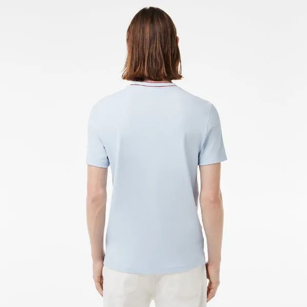 Áo Thun Nam Lacoste Stretch Piqué Stripe Collar T-shirt TH8174 - J2G Màu Xanh Đỏ Size 2