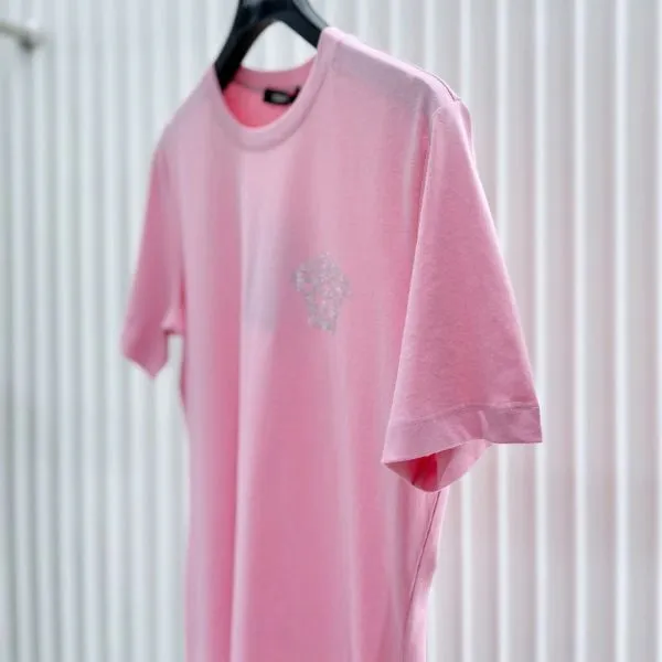Áo Thun Nữ Versace Pink With Medusa Logo Embroidered T-Shirt 1014555 1A12041 2PI80 Màu Hồng Size 38