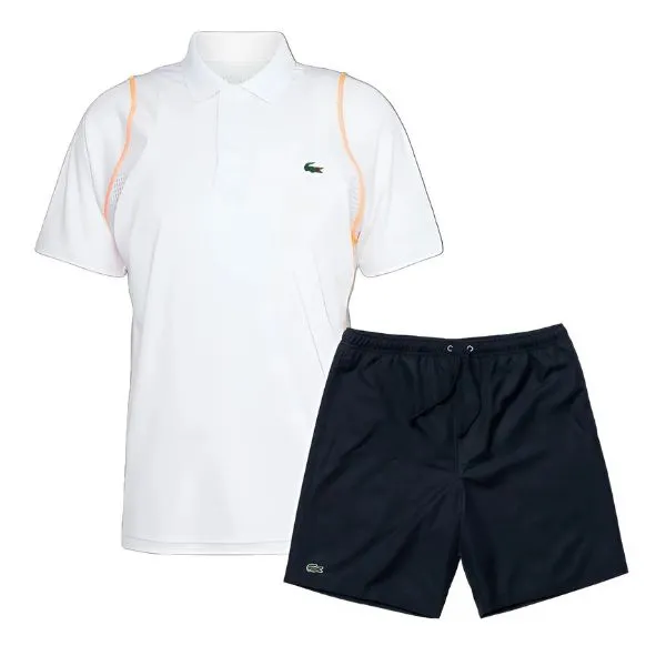 Bộ Quần Áo Nam Lacoste Men’s Tennis DH5180 51 XIT/ GH745210 031 Màu Trắng Đen Size 2