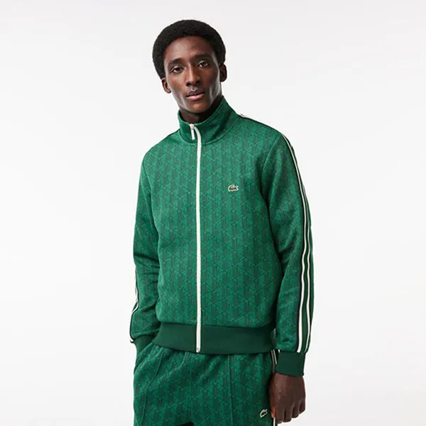 Bộ Quần Áo Nỉ Nam Lacoste Sweatsuit Paris Monogram Zip-Up Green SH1368 51 QIJ Màu Xanh Lá Size 2
