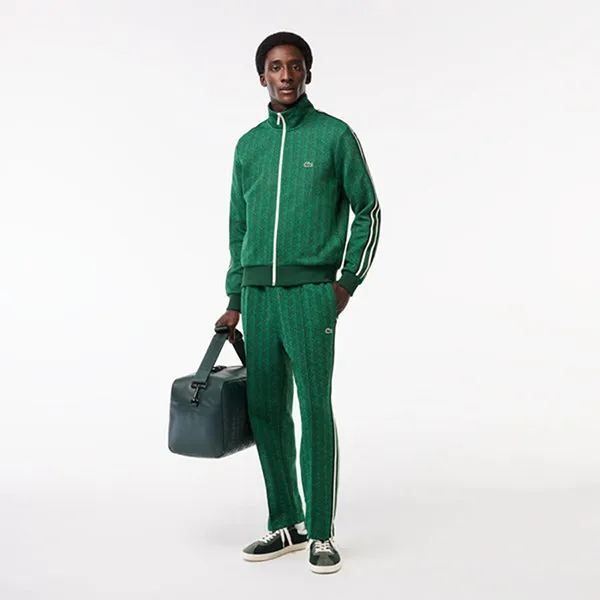 Bộ Quần Áo Nỉ Nam Lacoste Sweatsuit Paris Monogram Zip-Up Green SH1368 51 QIJ Màu Xanh Lá Size 2