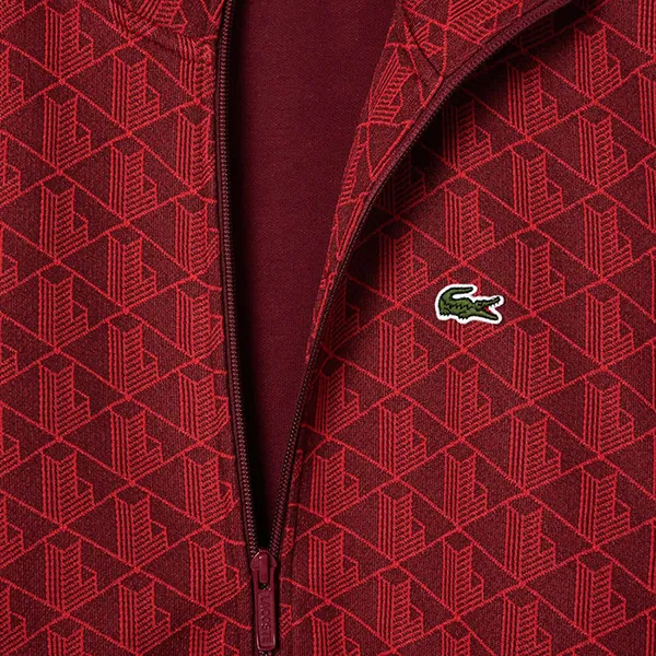 Bộ Quần Áo Nỉ Nam Lacoste Sweatsuit Paris Monogram Zip-Up Red SH1368-51 Màu Đỏ Size 3
