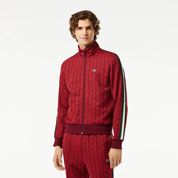 Bộ Quần Áo Nỉ Nam Lacoste Sweatsuit Paris Monogram Zip-Up Red SH1368-51 Màu Đỏ Size 3