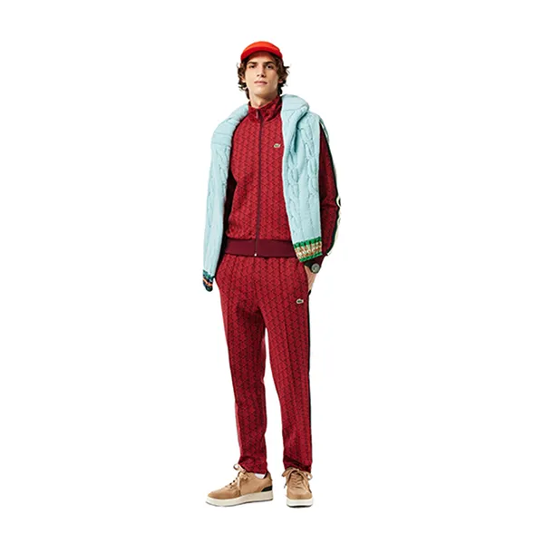 Bộ Quần Áo Nỉ Nam Lacoste Sweatsuit Paris Monogram Zip-Up Red SH1368-51 Màu Đỏ Size 3