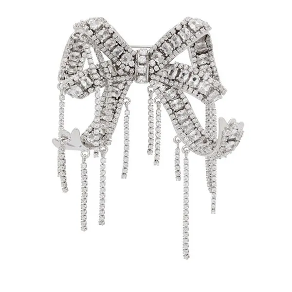 Cài Áo Self-Portrait Silver Embellished Bow Brooch Crystal AW24620ASL Màu Bạc - Phụ kiện - Vua Hàng Hiệu