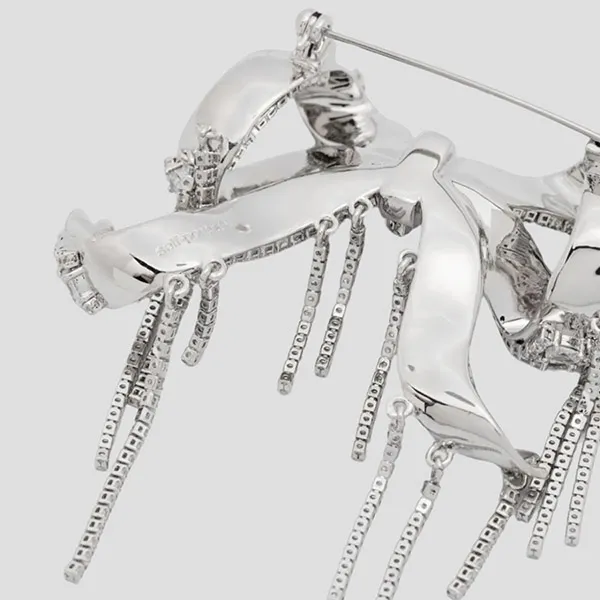 Cài Áo Self-Portrait Silver Embellished Bow Brooch Crystal AW24620ASL Màu Bạc - Phụ kiện - Vua Hàng Hiệu
