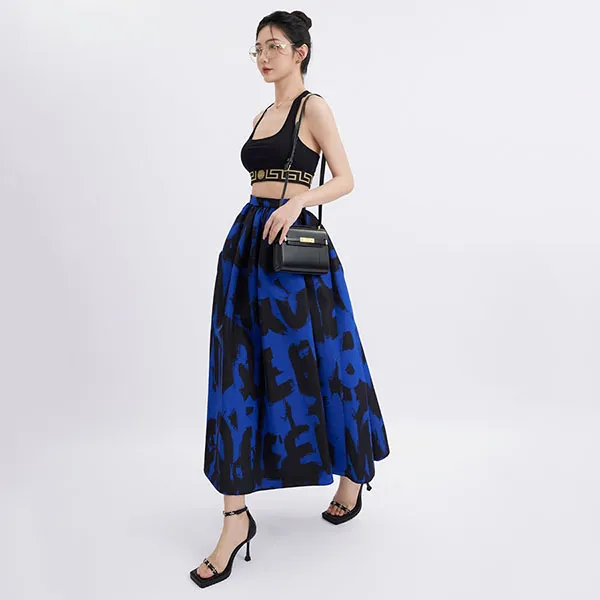 Chân Váy Nữ Alexander McQueen Blue With Graffiti Logo Printed 706758 QCAFG 4148 Màu Xanh Đen Size 38 - Thời trang - Vua Hàng Hiệu