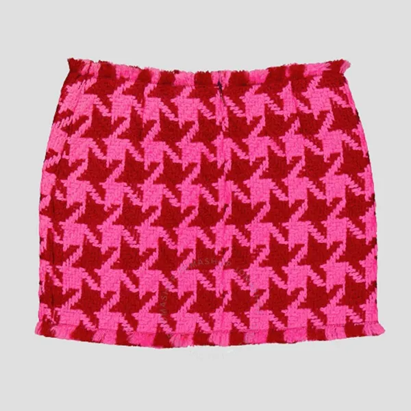 Chân Váy Nữ Versace Frayed Tweed Parade Red/Fuchsia 1006885 1A05324 2R660 Màu Hồng Size 40