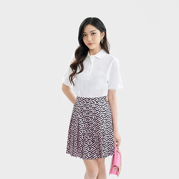 Chân Váy Nữ Versace Light Pink With La Greca Pattern Printed 1008399 1A07494 5P210 Màu Hồng Size 40