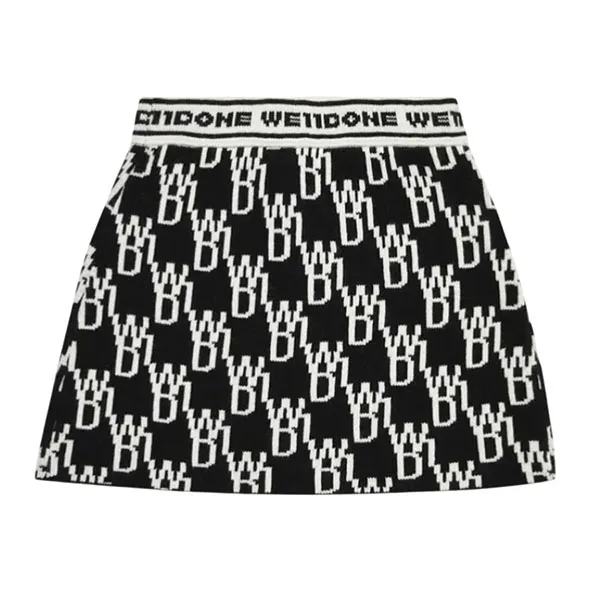 Chân Váy Nữ We11done All Over Logo Knit In Black WD00134BLKS Màu Đen Size S - Thời trang - Vua Hàng Hiệu